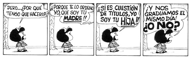 Tira cómica de Mafalda sobre paternidad