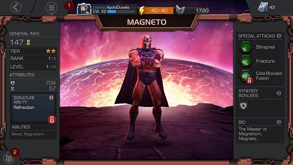 Magneto de Tier 2, Rank 1/3 y Level 1/10