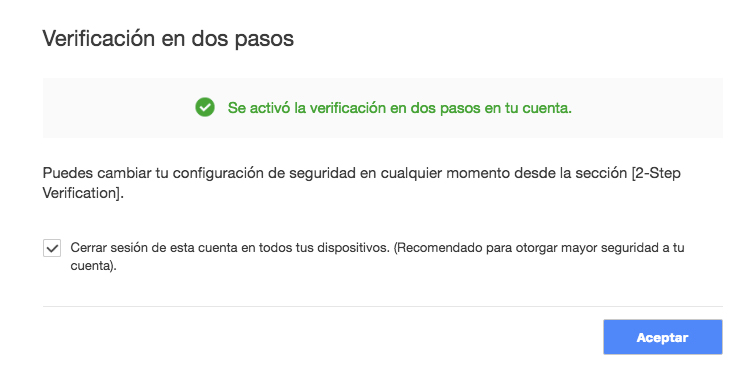 verificación en dos pasos