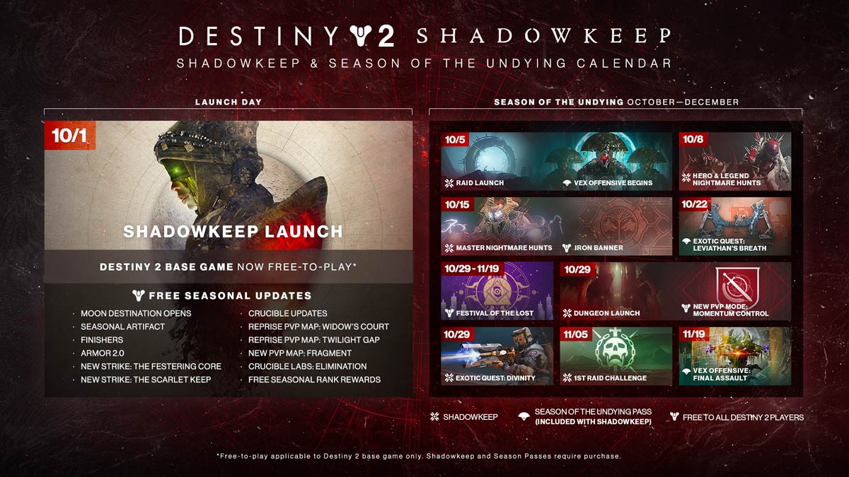 Destiny 2 - Shadowkeep Undying Calendar